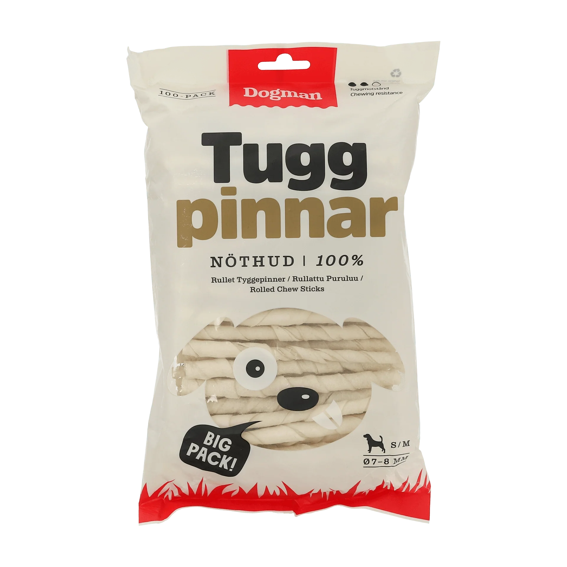 Dogman Tuggpinnar Vita Rullade 100p 7-8mm