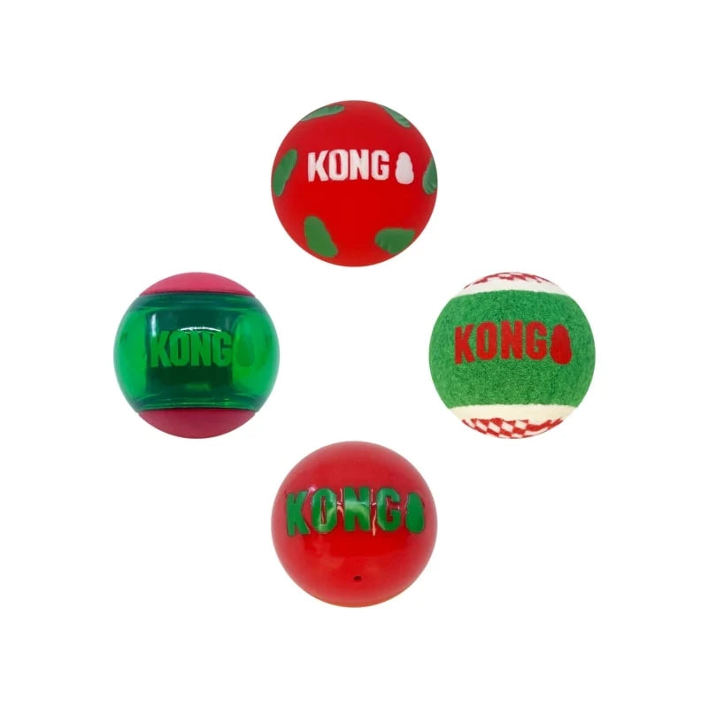 KONG Holiday Occasions Balls 4-Pack