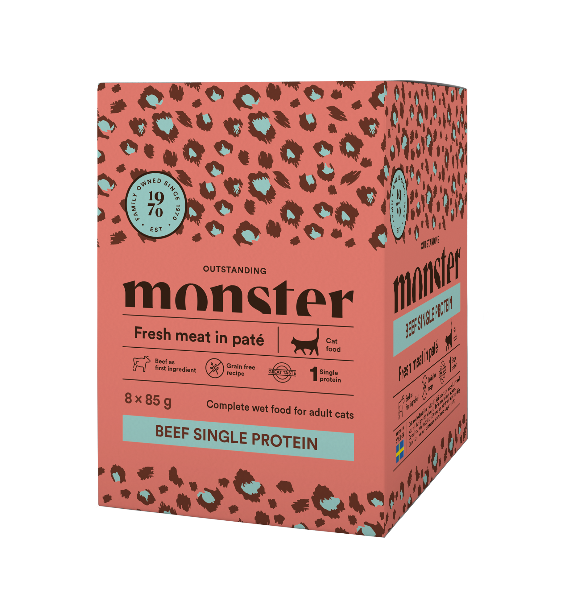Monster Cat Pouches Adult Beef 85 g x 8 påsar - Våtfoder Katt