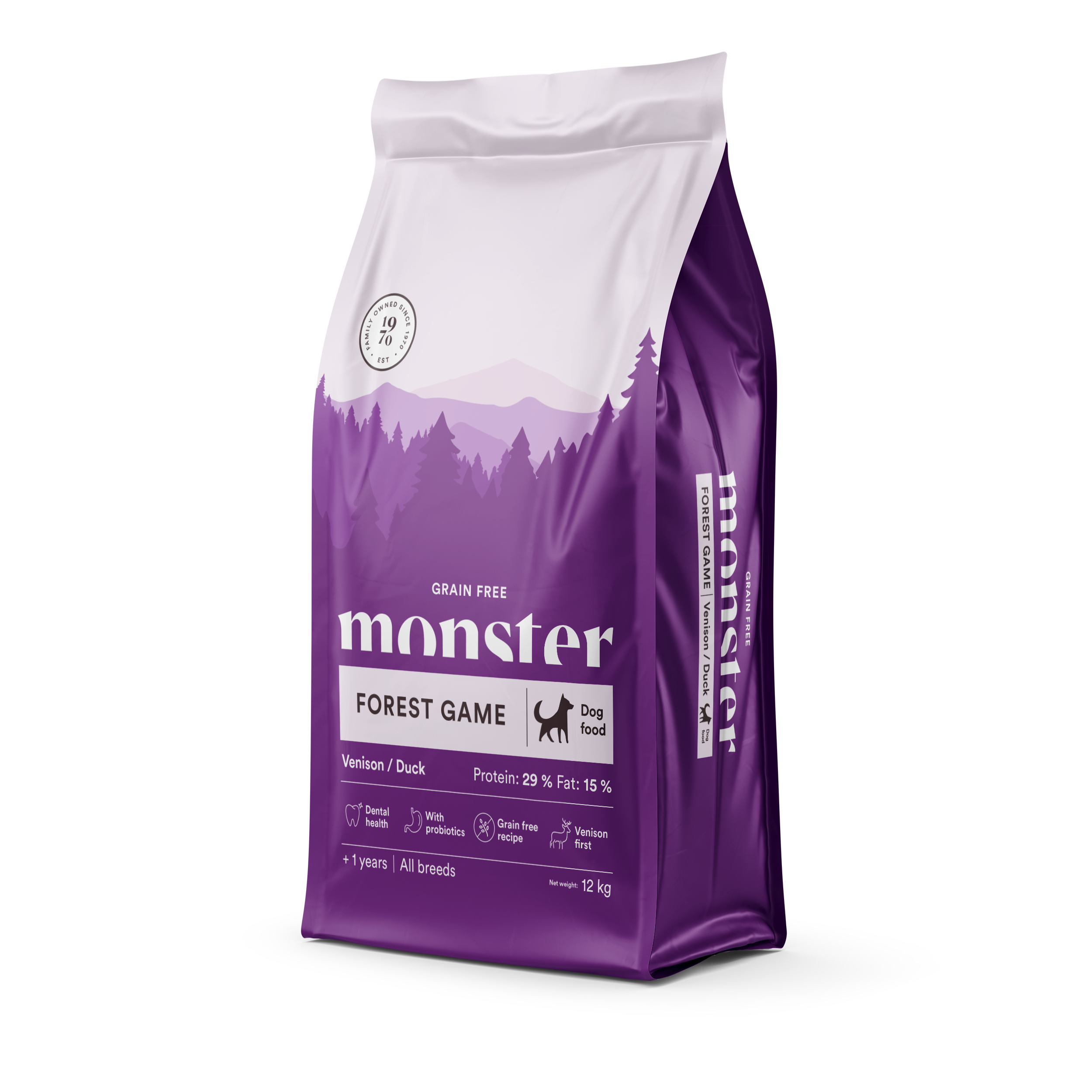 Monster Dog Grain Free Forest Game Venison/Duck spannmålsfritt torrfoder för hund med hög kötthalt med anka