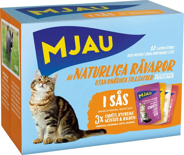 Mjau Kött Bitar i Sås Mix, 12x85g