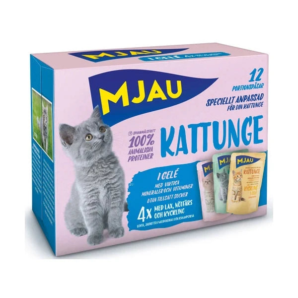 Mjau Kattunge Bitar i Gelé, 12x85g