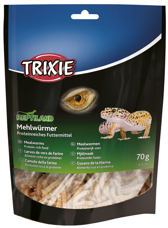 Proteinrik mat för reptiler, idealiskt tilläggsfoder som passar även små gnagare. Stödjer tillväxt, muskelutveckling och allmänhälsa hos reptiler och gnagare.