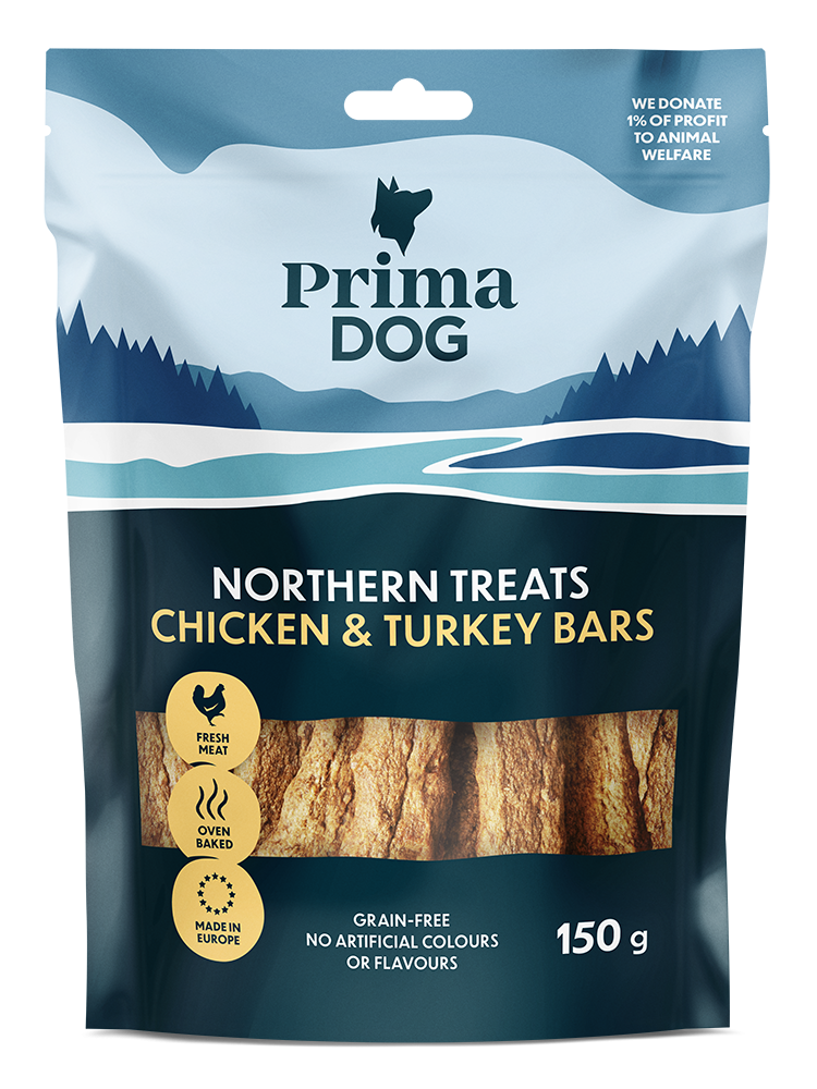 PrimaDog Northern Treats Kyckling-kalkon bar 150 g x6