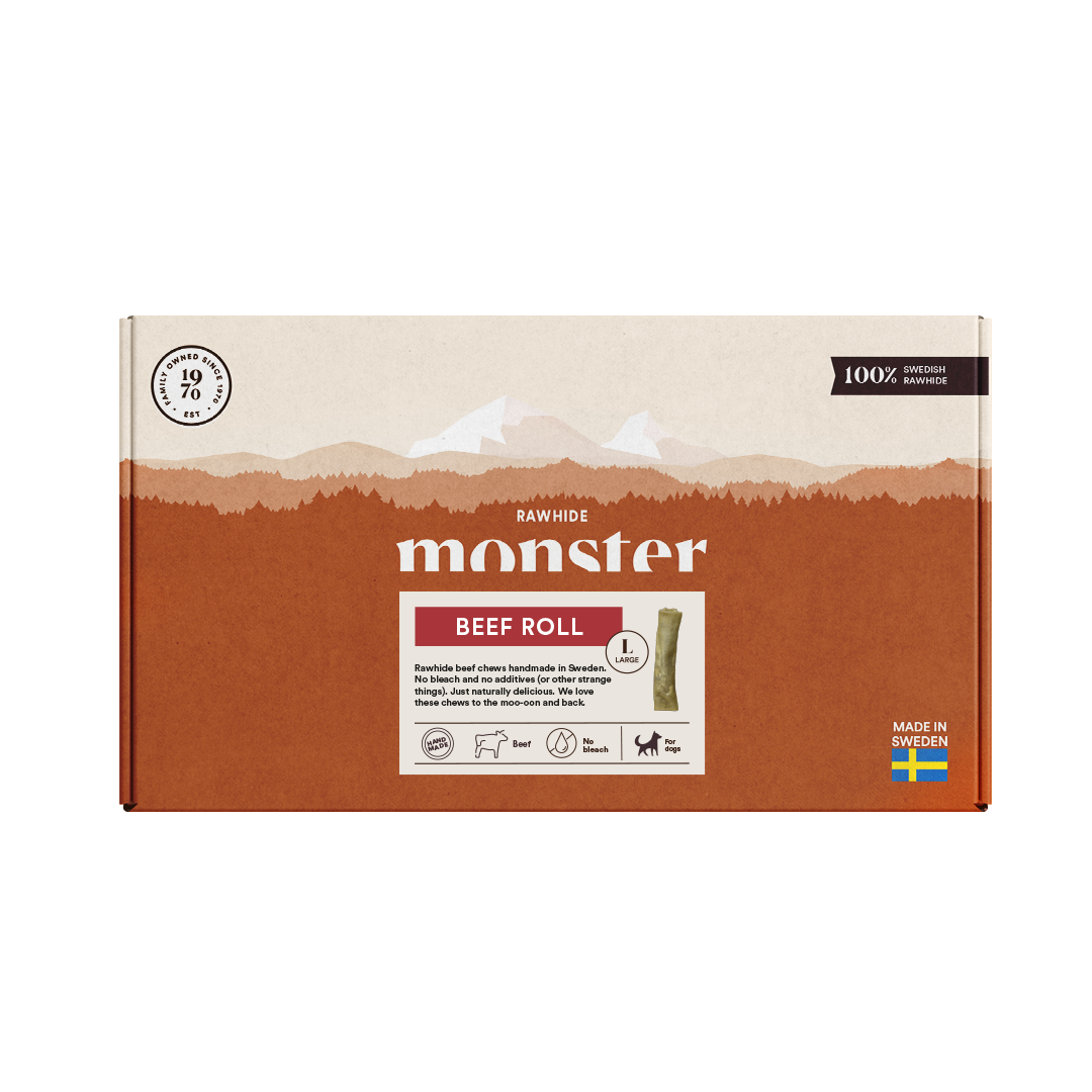 Monster Rawhide Beef Roll Large Box 5 st - Tuggben Hund