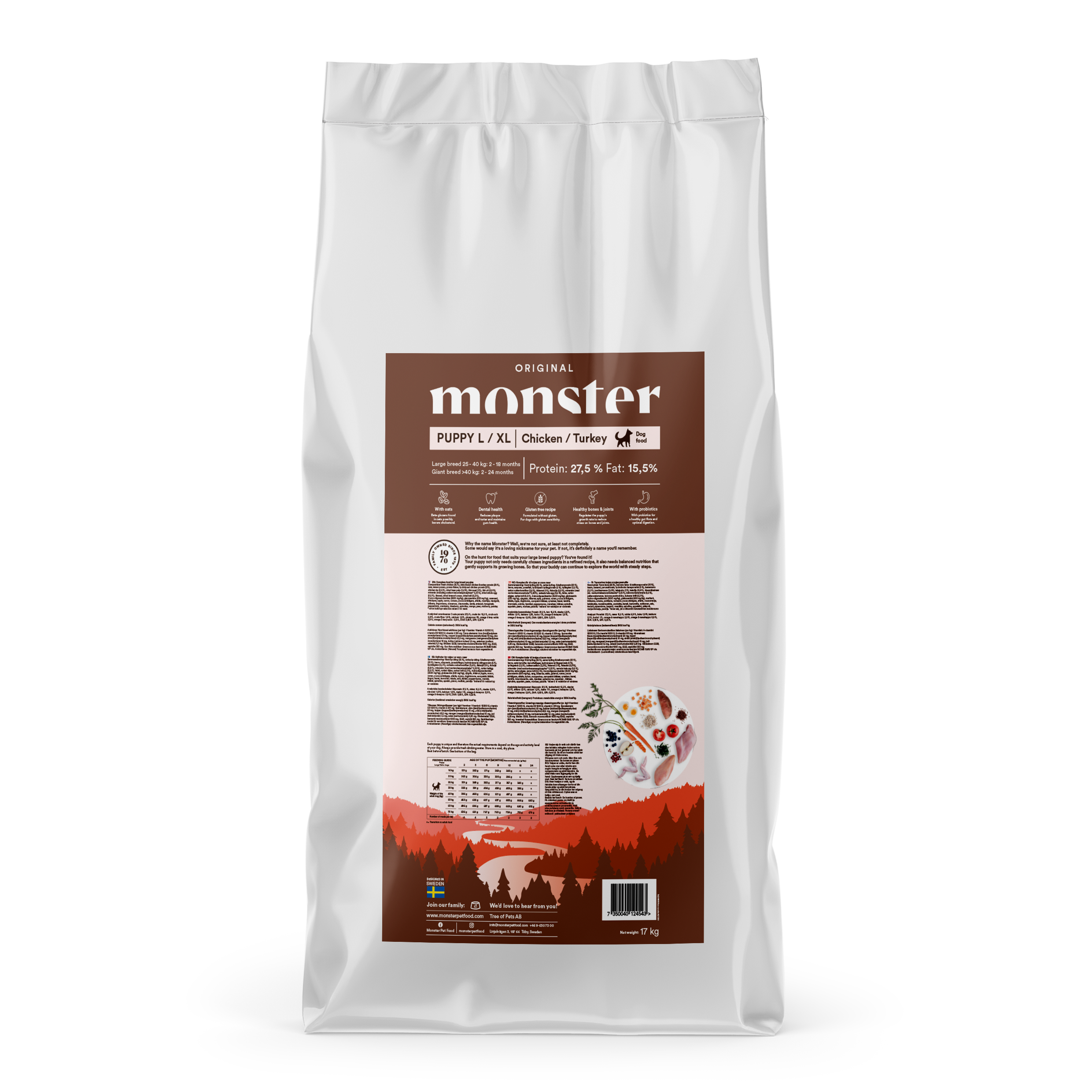 Monster Dog Original Puppy L/ XL Chicken/Turkey - Torrfoder Hundvalp