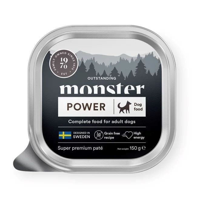 Monster Dog Power Paté Tray 150 g x 12 burkar - Våtfoder Hund