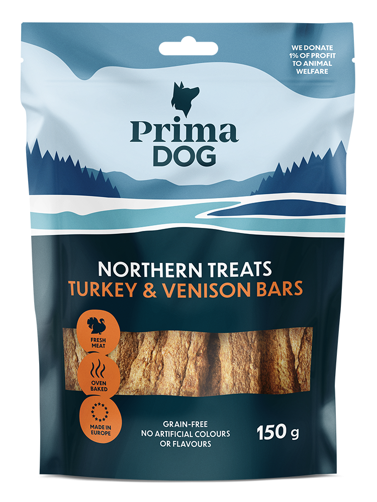 PrimaDog Northern Treats Kalkon-viltkött bar 150 g x6
