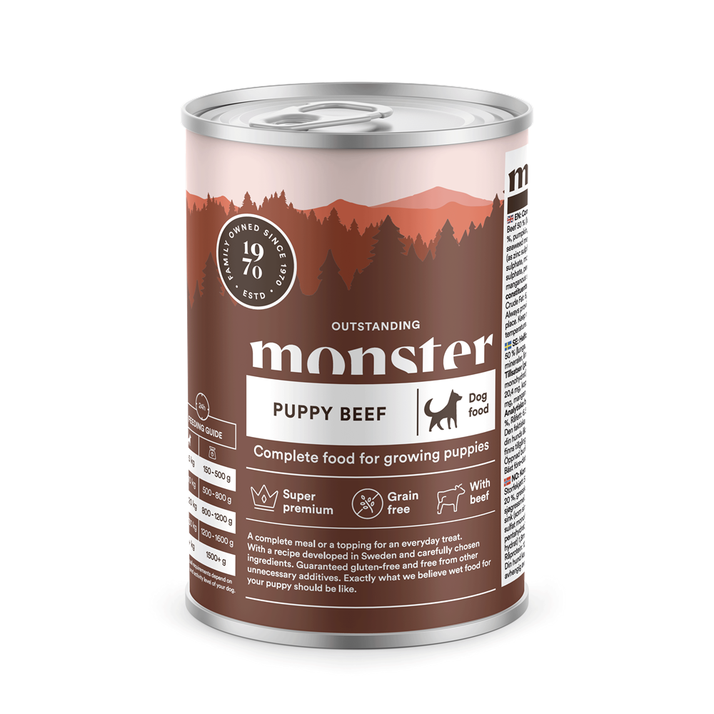 Monster Dog Puppy Beef Burk 400 g x 6 burkar - Våtfoder Hund