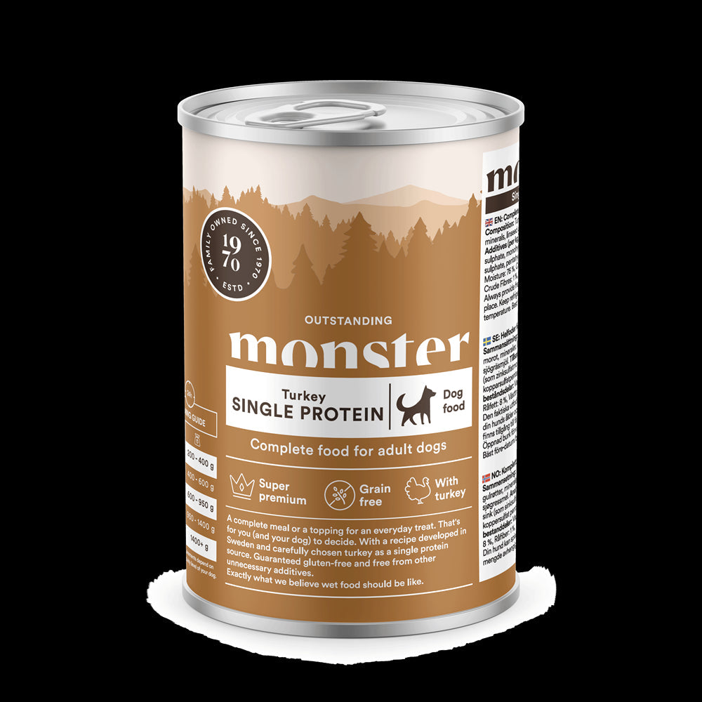 Monster Dog Adult Single Turkey Burk 400 g x 6/frp