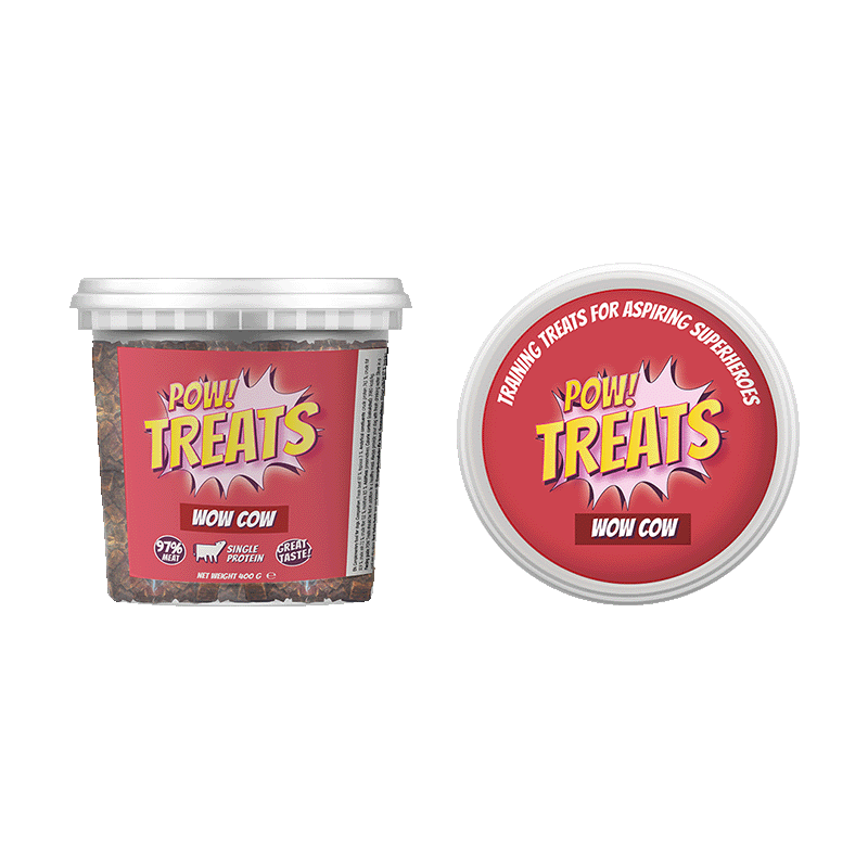 POW! Treats Wow Cow 400 g x 5 -  Hundgodis 97 % muskelkött från Ko