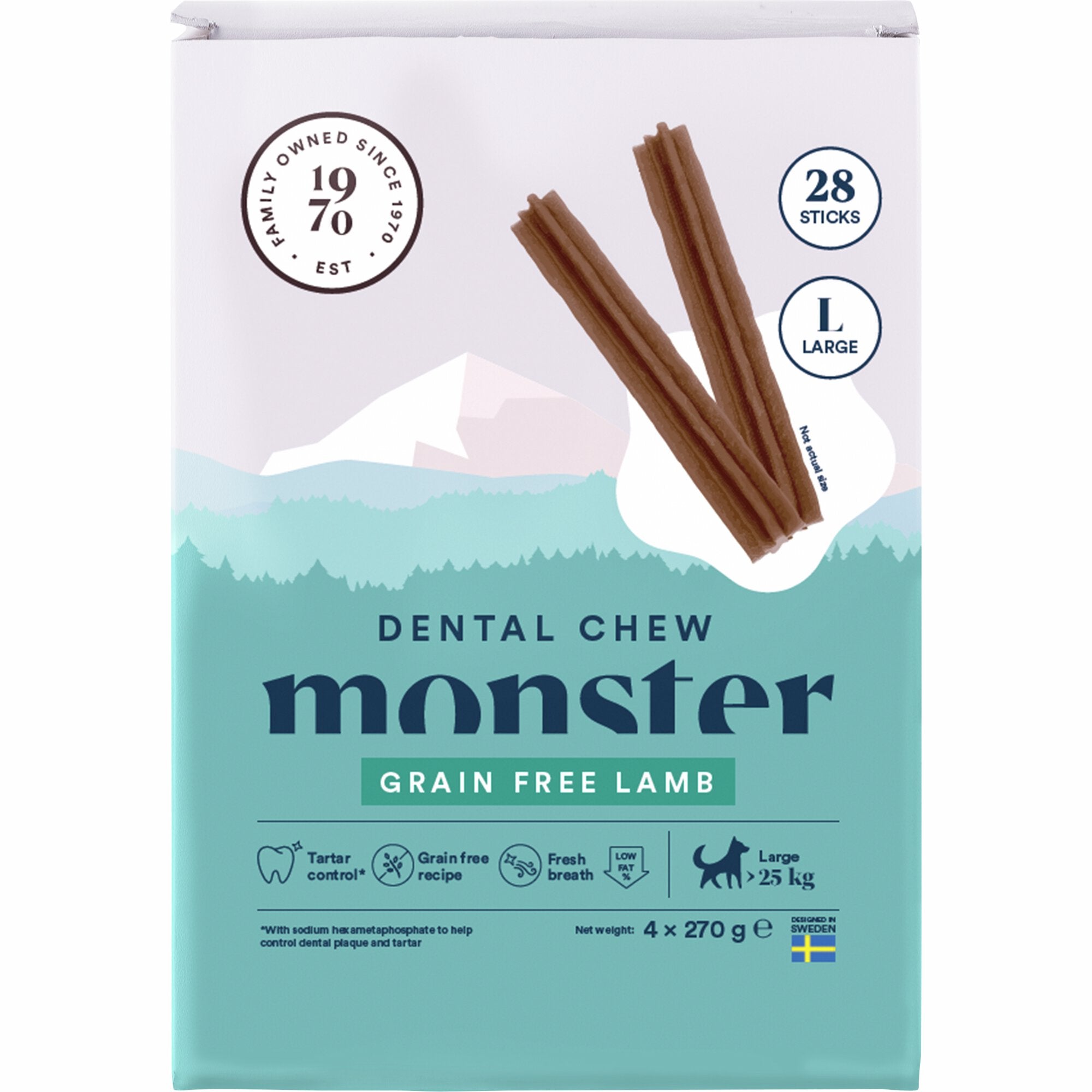 Monster Dog Dental Chew Lamb Medium Month - Hund Tuggben