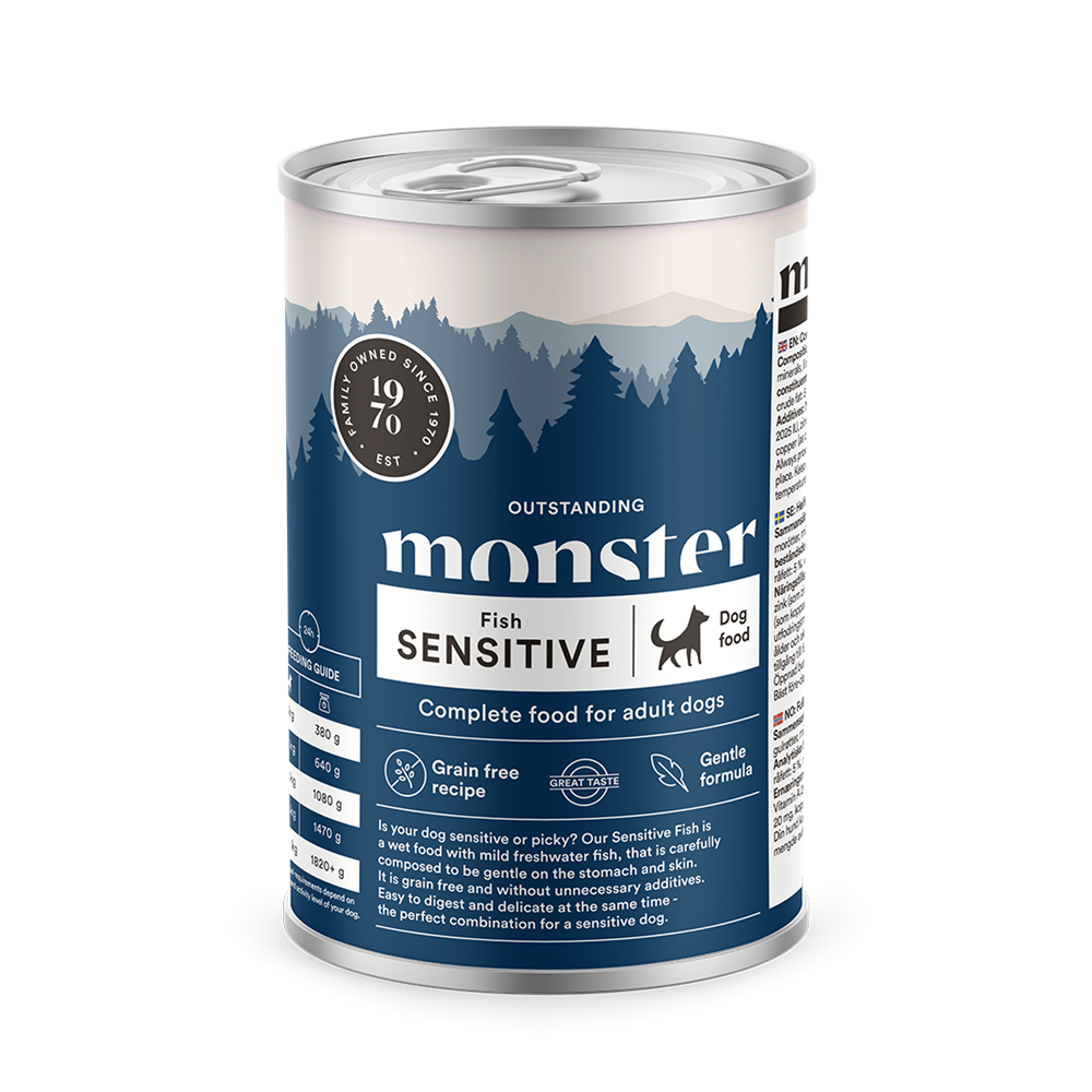 Monster Dog Adult Sensitive Fish 400 g x 6 Burkar - Våtfoder Hund