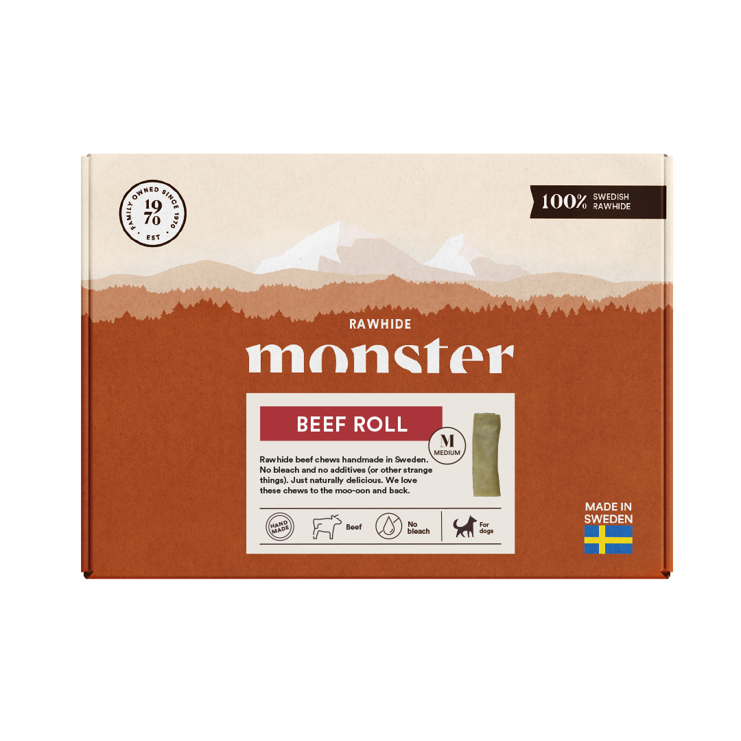 Monster Rawhide Beef Roll Medium Box 11 st - Tuggben Hund