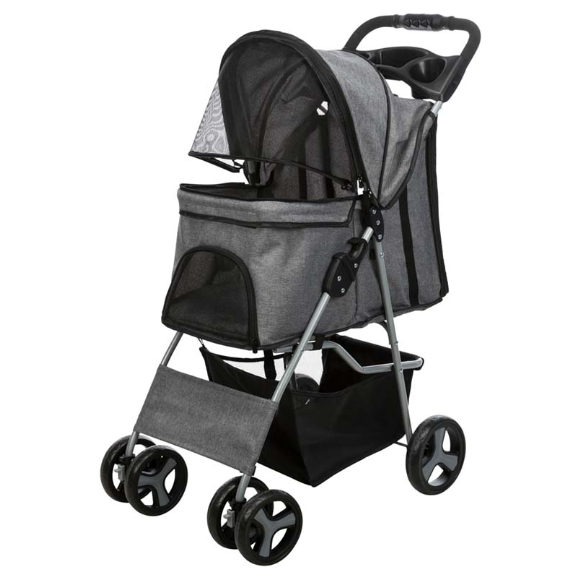 Djurvagn Buggy, hopfällbar, 47×h100×80 cm, upp t. 15 kg, grå