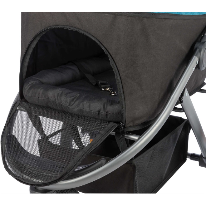 Djurvagn Buggy, hopfällbar, 60×h112×120 cm, upp t. 20 kg, svart/petrolEj