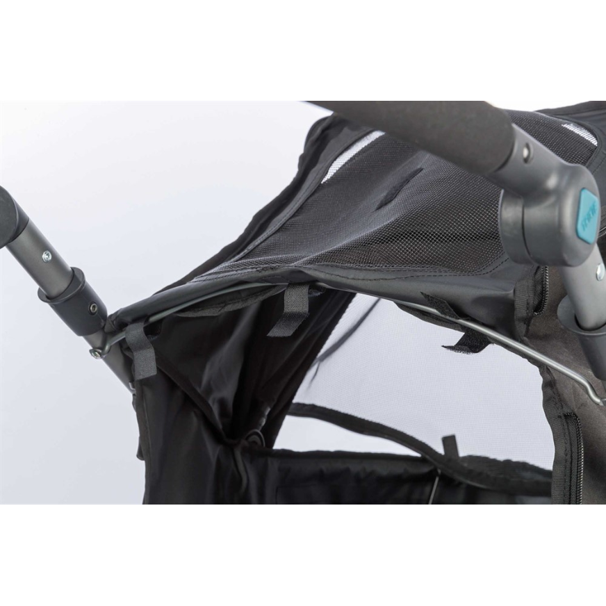 Djurvagn Buggy, hopfällbar, 60×h112×120 cm, upp t. 20 kg, svart/petrolEj