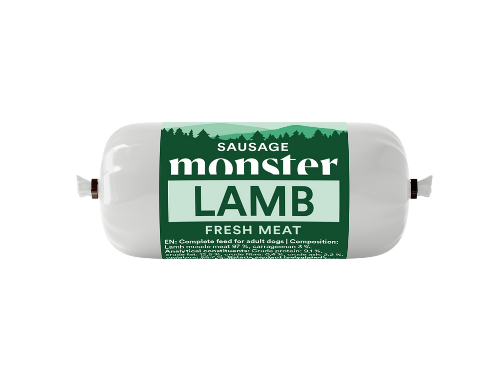 Monster Dog Sausage Lamb 80 gram x 28 korvar  - Våtfoder Hund