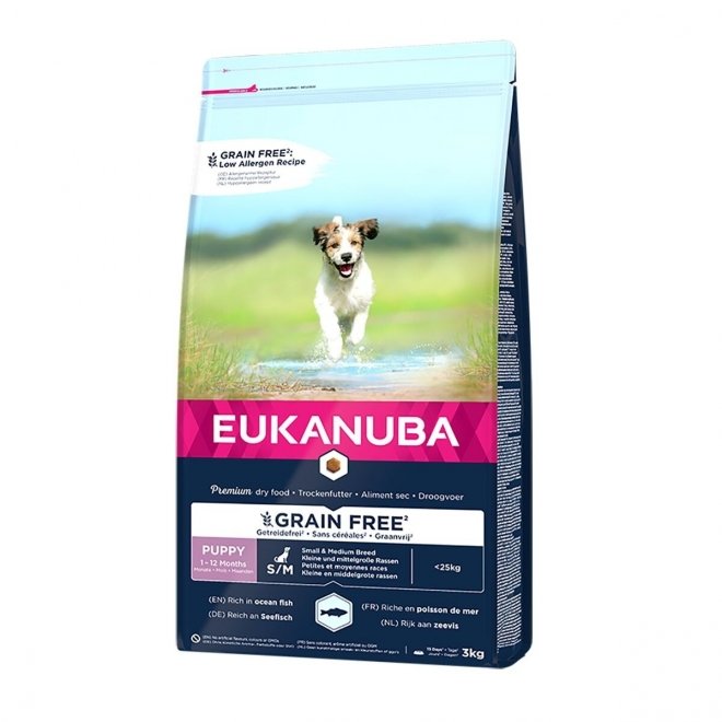 Eukanuba Dog Grain Free Puppy & Junior Small/ medium Ocean Fish - Torrfoder Valp
