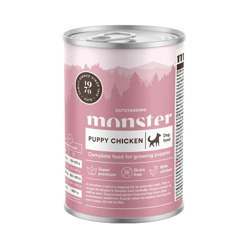 Monster Dog Puppy Chicken Burk 400 g x 6 burkar - Våtfoder Hund