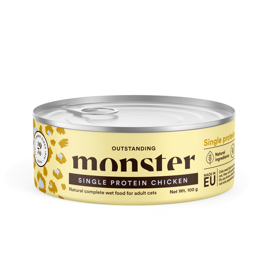 Monster Cat Adult Single Chicken Burk 100 g x 12 Burkar - Våtfoder Katt